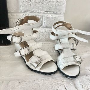 White Buckle Wedges
